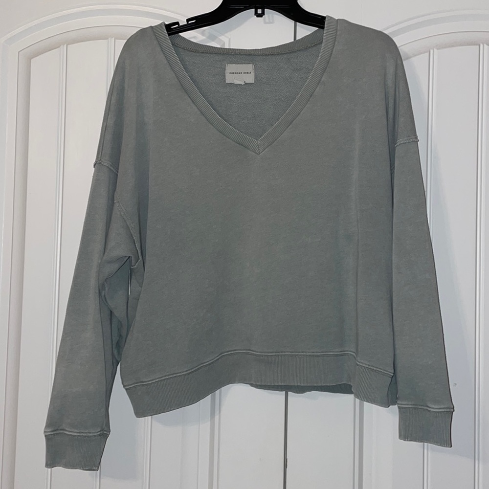 Sage green, soft lounging v neck sweatshirt, size S, great condition